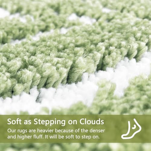 Sage Green Bathroom Rugs - Small Bath Mats for Bathroom Non Slip Sage Green Decor Water Absorbent Bath Rugs for Sink Bathtub Leaf Green Rug 16" x 24"