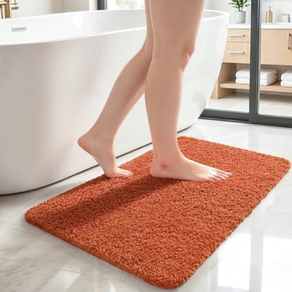LOCHAS Bathroom Rugs 36x24 Inch, Microfiber Bath Rug Non Slip, Burnt Orange