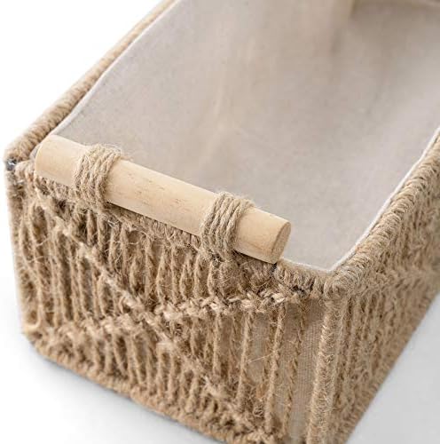 Mkono 2Pc Macrame Storage Basket, Boho Decor Toilet Paper Holder, Brown