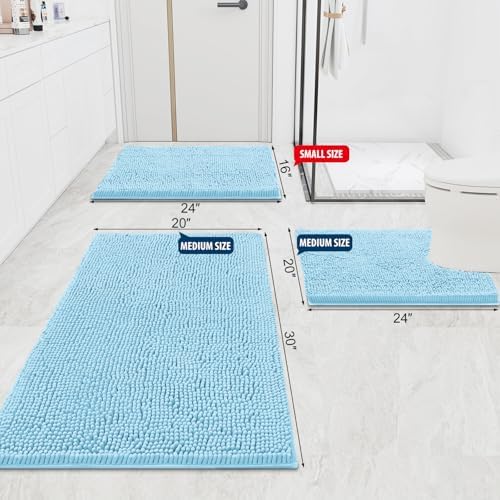 Smiry Bathroom Rugs 48X32, Luxury Chenille Extra Soft Absorbent Bath Mat