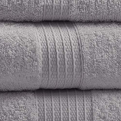 Madison Park Organic Cotton Bath Towel Set Absorbent, 6 Piece, Grey
