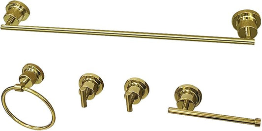 Kingston Brass BAH82134478PB Concord 5-Piece 24-Inch Towel Bar Bathroom Accessory Set in Polished Brass