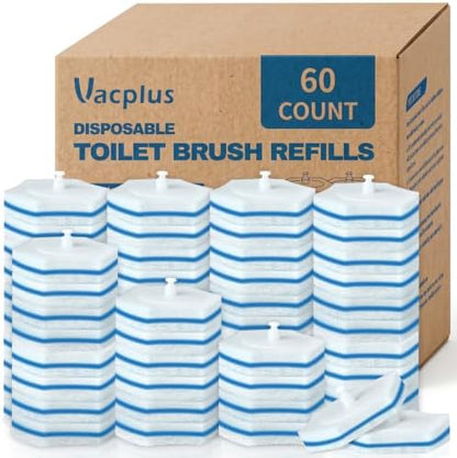Vacplus Toilet Wand Refills, 60 Count, Disposable, Clorox Compatible, Blue