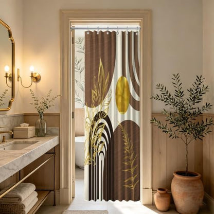 Brown and Gold Stall Shower Curtain, 36X72 in Narrow Small, Mid Century