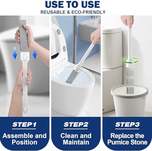 Navona 10 Pack Pumice Stone Toilet Bowl Cleaner with 2 Extra-Long Handles