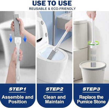 Navona 10 Pack Pumice Stone Toilet Bowl Cleaner with 2 Extra-Long Handles