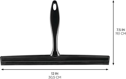 iDesign Bathroom Shower Squeegee with Wall Hook - Black/Clear