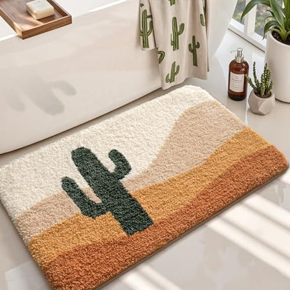 LUMI Cactus Bathroom Rug 20x32 Soft Absorbent Bath Mat, Non Slip