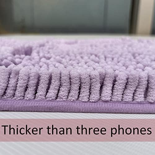 RUN HELIX Chenille Bathroom Rugs - 3 Piece Bath Mats, Non-Slip Luxury Bathroom Runner Rugs, Extra Soft and Absorbent Shaggy Rugs, Washable Dry Plush