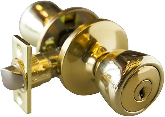 Design House Terrace 6-Way Universal Keyed Entry Door Knob for Front and Back Doors, Fits Standard Doors, Polished Brass – Design House, 728295