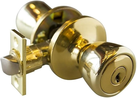 Design House Terrace 6-Way Universal Keyed Entry Door Knob for Front and Back Doors, Fits Standard Doors, Polished Brass – Design House, 728295