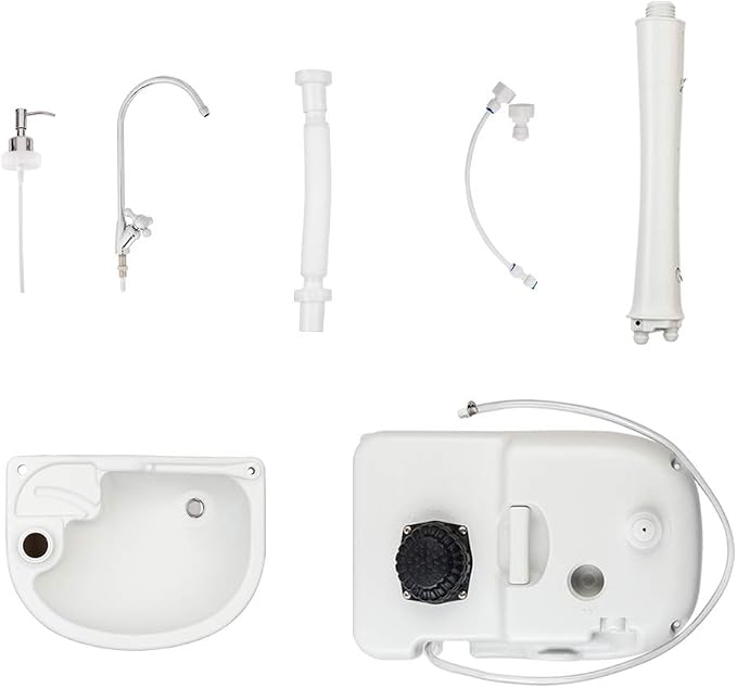 VINGLI Upgraded Portable Sink and Toilet Combo| Self-contained 5 Gal Hand Washing Station & 5.3 Gal Flushing Toilet, Perfect for Camping/RV/Boat/Road Tripper/Camper, Detachable & Lightweight