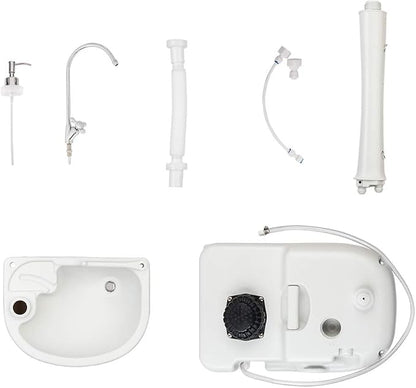 VINGLI Upgraded Portable Sink and Toilet Combo| Self-contained 5 Gal Hand Washing Station & 5.3 Gal Flushing Toilet, Perfect for Camping/RV/Boat/Road Tripper/Camper, Detachable & Lightweight