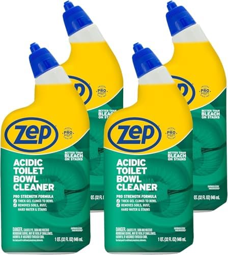 Zep Acidic Toilet Bowl Cleaner - 32 oz (Case of 4) - ZUATBC324 - Experience the Ultimate Cleaning Power with Our 2x Thicker Clinging Formula, Designed to Deliver a Professional-Quality Clean