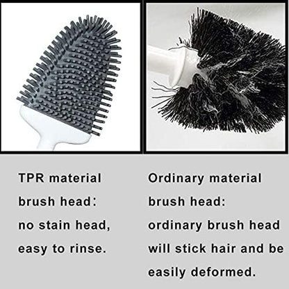 Sellemer Silicone Toilet Brush, Ventilation Slots Base Holder 2 Pack Silver