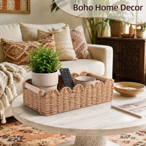 Bathroom Decor Farmhouse: Back of Toilet Basket - Bathroom Organizers and Storage for Bedroom Cottage Core Decor - Bathroom Accessories - Neutral Storage Wicker Basket for Home Decors Living Room