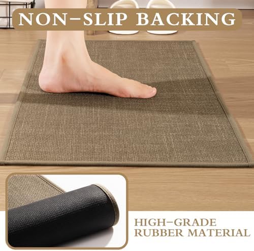 YIHOUSE Bathroom Rugs Thin Bath Mat Sets 5 Pieces Quick Dry,Brown