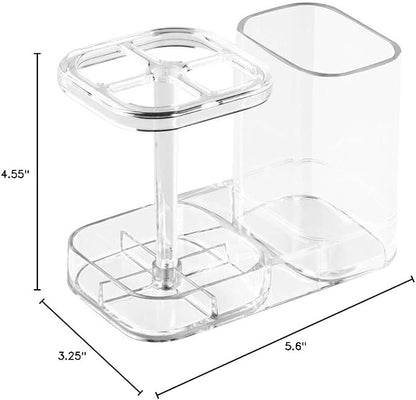 InterDesign Med+ BPA-Free Plastic Divided Toothbrush Holder - 5.6" x 3.25" x 4.55", Clear