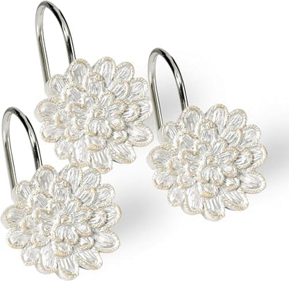 Zahari Home Rose Vine Shower Hooks Set - Curtain Rings with Unique Design - 12 Resin Hooks for Customizing Your Shower Space