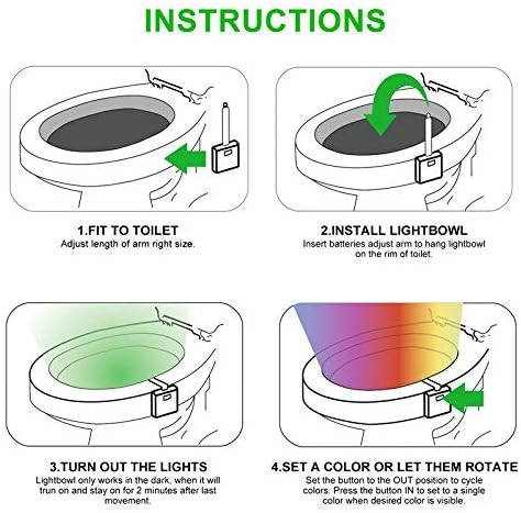 Color Changing Toliet Night Light Motion Sensor Led Motion Activated Washroom UV Slap Activated Butt Smart Light Commode Night Lamp(16 1)