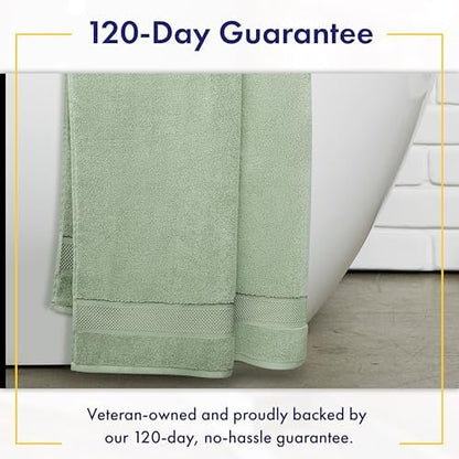 Alusa Home 100% Organic Luxury Bath Sheets - GOTS Certified - Extra Large 35x70 Inches (Pack of 2) Zero-Twist, Long-Staple Cotton Bath Sheet Set (Eucalyptus Green)
