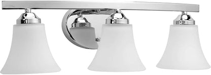 Progress Lighting P2010-15 Adorn Etched Glass Traditional Bath Vanity Light, 21.5 in x 7.5 in x 6.625 in, 3-Light, Polished Chrome
