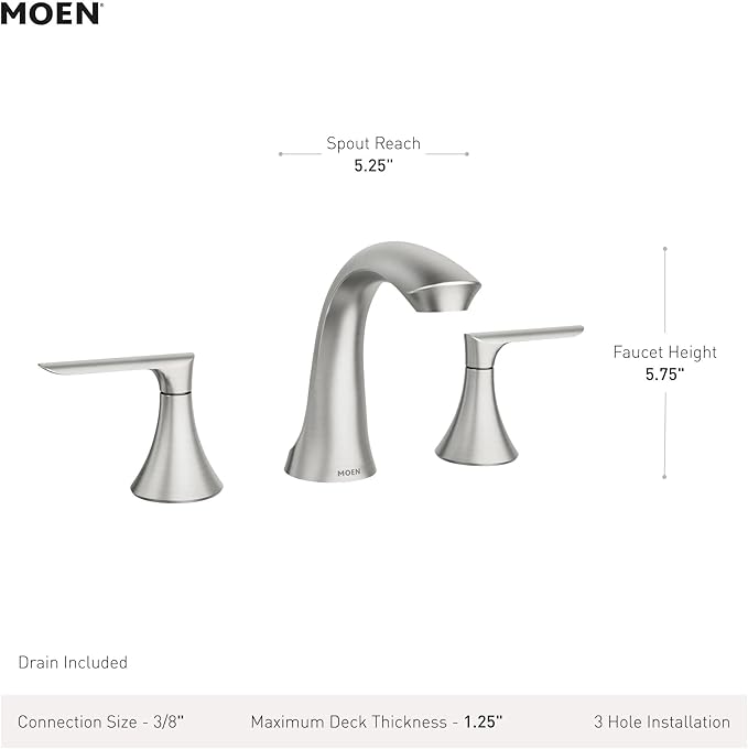 Moen Findlay Spot Resist Brushed Nickel Widespread Bathroom Faucet, 2-Handle Setup with Valve Included, 84517SRN