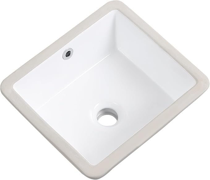 14 Inch Undermount Bathroom Sink White Rectangular,Overflow Type | Small Ceramic Under Counter Bathroom Sink for Cabinet Porcelain Vanity Sinks (14"x12.5")