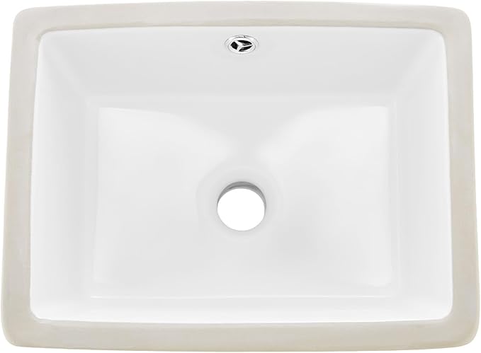 VEVOR Undermount Bathroom Sink, 15.75 x 12.01 Inch Rectangular White Ceramic Vessel Sink with Overflow Hole, Under Counter Drop in Modern Lavatory Vanity Bath Wash Bowl Basin, Rectangle Small Space