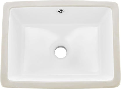 VEVOR Undermount Bathroom Sink, 15.75 x 12.01 Inch Rectangular White Ceramic Vessel Sink with Overflow Hole, Under Counter Drop in Modern Lavatory Vanity Bath Wash Bowl Basin, Rectangle Small Space