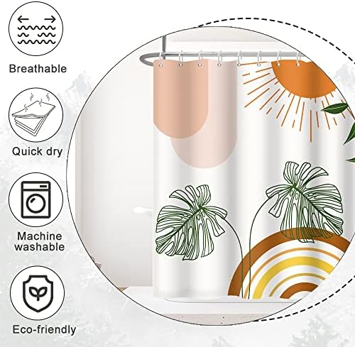 Boho Orange Shower Curtain with Hooks for Bathroom 72x96 Inch