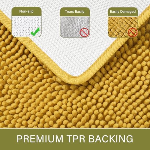 LOCHAS Luxury Bathroom Rug Shaggy Bath Mat 24 x 70 Inch, Yellow