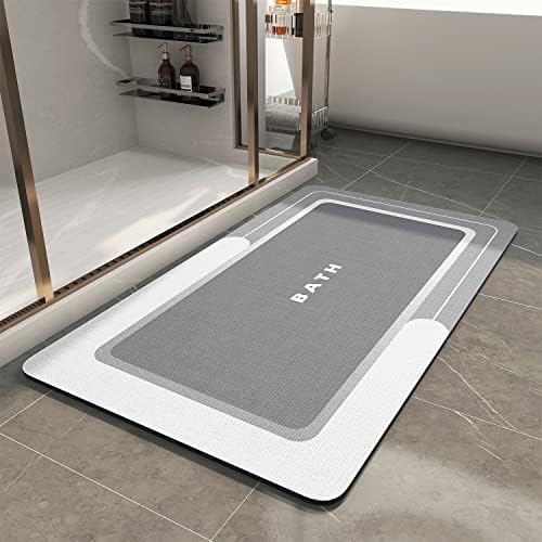 MontVoo-Bath Mat-Bath Mat Rug Non Slip Super Absorbent Stain Resistant Quick Dry Thin Bathroom Rug-Bath Mats for Bathroom Floor Bathtub Vanity-Bathmat Bath Rug Easy Care-24"x35" Gray