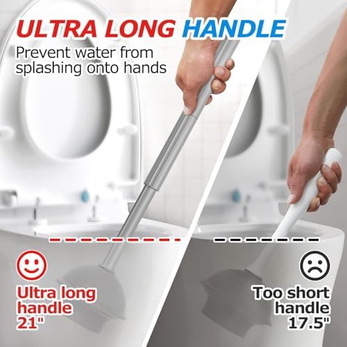 FORASTO 2Pack 3in1 Toilet Brush and Plunger Set - Bathroom Bowl Holder Kit