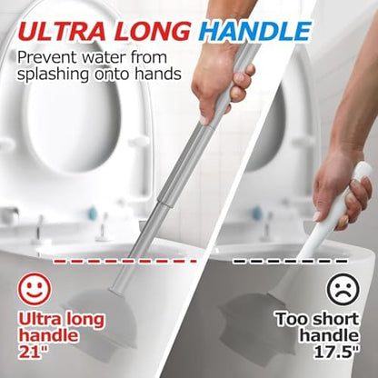 FORASTO 2Pack 3in1 Toilet Brush and Plunger Set - Bathroom Bowl Holder Kit