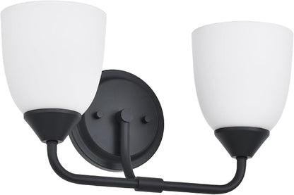 Black 2-Light Traditional Bathroom Vanity Light Fixtures Over Mirror, Modern Vanity Lights for Living Room, Standard E26 Base, Textured Black
