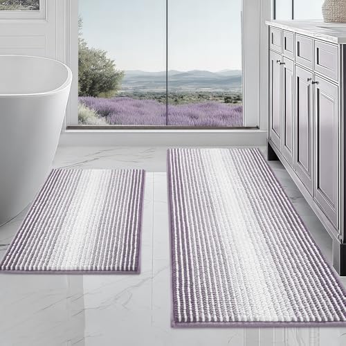 BSICPRO Bathroom Rugs Sets 2 Piece, Non Slip Bath Mats, Lavender Purple