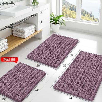 Smiry Bathroom Rugs 30X20, Extra Soft Rubber Backing Chenille Bath Mats