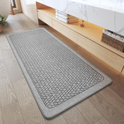 YDKGL Bathroom Runner Rug, Long Thin Bath Mat Fit Under Door, Grey 24x48