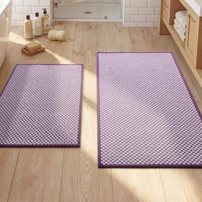 YIHOUSE Purple Bathroom Rugs Sets 2 Pieces,Thin Bath Mat Quick Dry