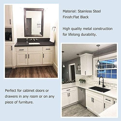 homdiy Black Drawer Pulls Cabinet Handles 10Pack - HD201BK Cabinet Door Handles 4-1/2 in Hole Centers Cabinet Hardware Modern Cabinet Pulls for Kitchen Cabintes