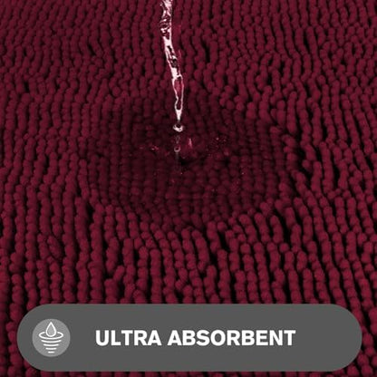 Burgundy Toilet Rug U Shaped – Absorbent and Washable Contour Bathroom Rugs for Toilet, Non-Slip, Thick Soft Chenille Contoured Bath Mat - 20" x 24"