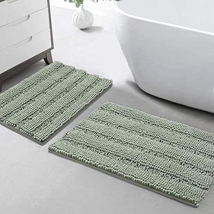 Turquoize Bathroom Rug Set, 2 Piece Soft Absorbent Chenille Bath Rug Set