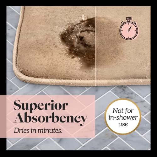 Memory Foam Bath Mat Non Slip Absorbent Super Cozy Velvet Bathroom Rug Carpet (72 inches X 24 inches, Beige)
