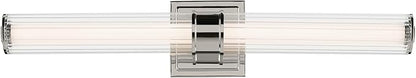 Kichler Laurene LED Bath Bar Light, Polished Nickel | Linear vanity light with clear fluted glass for bathroom mirrors (26.5" x 5"), 55196PNLED