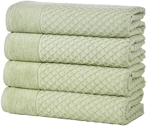 Great Bay Home Bath Towels - 100% Cotton 4 Pack 54x27 Bath Towel Set - Absorbent, Durable, Quick-Dry Towels for Bathroom (Pale Green)