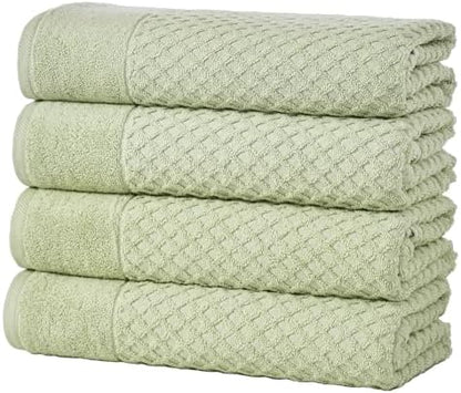 Great Bay Home Bath Towels - 100% Cotton 4 Pack 54x27 Bath Towel Set - Absorbent, Durable, Quick-Dry Towels for Bathroom (Pale Green)