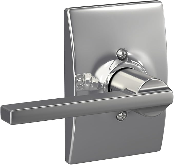 SCHLAGE Latitude Lever with Century Trim Non-Turning Lock, Bright Chrome (F170 LAT 625 CEN)