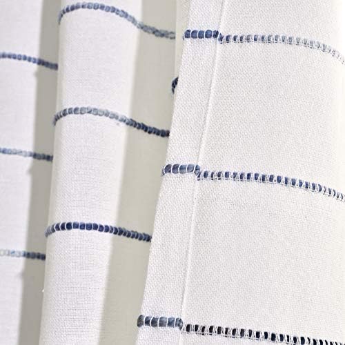 Lush Decor Ombre Stripe Yarn Dyed Cotton Shower Curtain, 72" W x 72" L, Navy & Multi - Fabric Shower Curtains - Striped Bathroom Curtain - Farmhouse & Coastal Decor (Pack of 6)