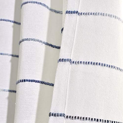 Lush Decor Ombre Stripe Yarn Dyed Cotton Shower Curtain, 72" W x 72" L, Navy & Multi - Fabric Shower Curtains - Striped Bathroom Curtain - Farmhouse & Coastal Decor (Pack of 6)